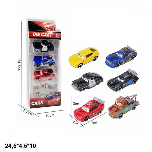 Набір модельок 4шт. 760-20 Тачки метал.3в.кор.24,5*4,5*10 /192/ (шт.)