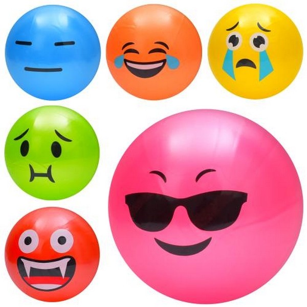 М'яч дитячий MS 3776 (120шт) 9 дюймів, 60г, 6 видів (смайл) / 6 кольорів (шт.)