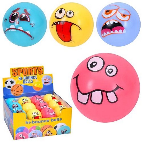 М'яч дитячий MS 4365 (144шт) 6см, смайл, 4 види/4кольори, 24шт в дисплеї, 24-18-12,5см (шт.)