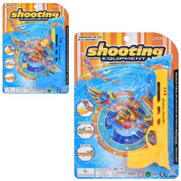 Пістолет 988-89 (120шт)21см,літак14см,на запуску,на бат-ці(табл) 2 кольори, на листі,32-21-3см (шт.)