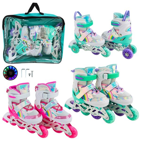 Роликові ковзани арт. RL25431 (6шт)  розмір M (34-37) колеса PU 1 світло (шт.)