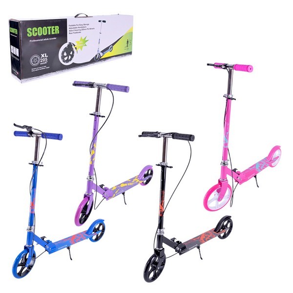 Самокат міський 2-х коліс. арт. SK2519(6шт) сталевий,колеса 205 мм,гальмо,4 кольори, короб. 77*12*27 (шт.)