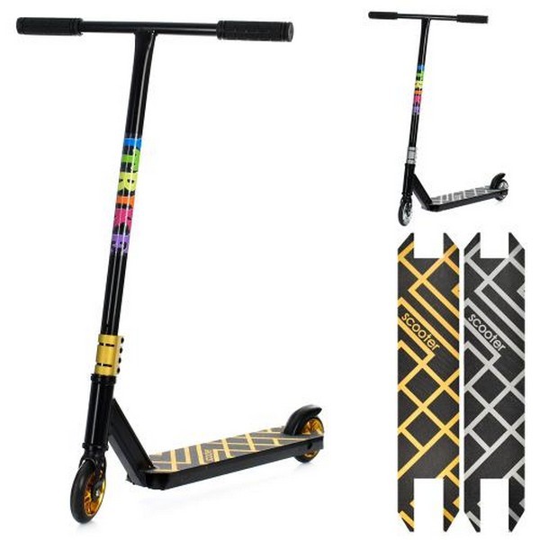 Самокат SR 2-075-1 (4шт) алюм.,трюковий,HIC,кол2штПУ100мм-алюм.,кермо86-51см,підніжка37-11см,2кольор (шт.)