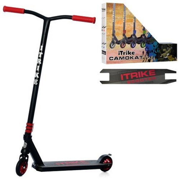 Самокат SR 2-068-1-BR (1шт) алюм+сталь,трюковий,2штПУ100мм-алюм,кермо89см,підніж36-11см,чорно-червон (шт.)