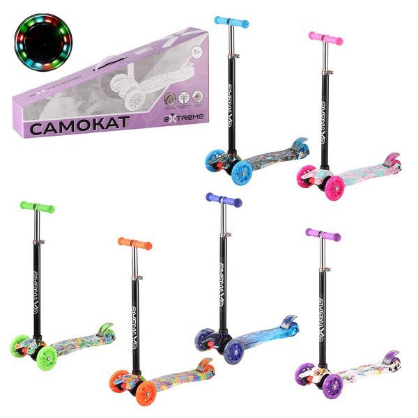 Самокат дитячий 4-х коліс. арт. SC25102 (6шт) MAXI 4 колеса, світ PU,6 видів в кор. (шт.)