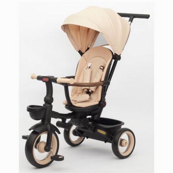 Велосипед MT 1038 Beige (1шт) 3 колеса EVA, поворотн, складний, батьківська ручка, багажник,корзина, (шт.)
