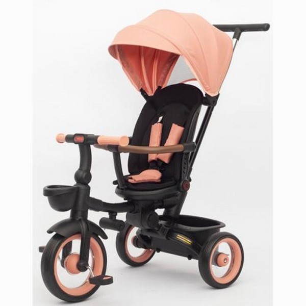 Велосипед MT 1038 Peach Fuzz (1шт) 3 колеса EVA, поворотн, складний, батьківська ручка, багажник,кор (шт.)