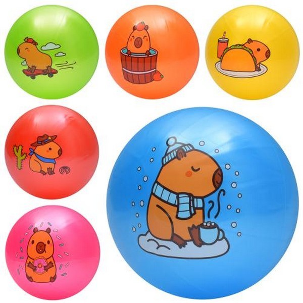 М'яч дитячий MS 3774 (120шт) 9 дюймів, 60г, 6 видів (капібара) / 6 кольорів (шт.)