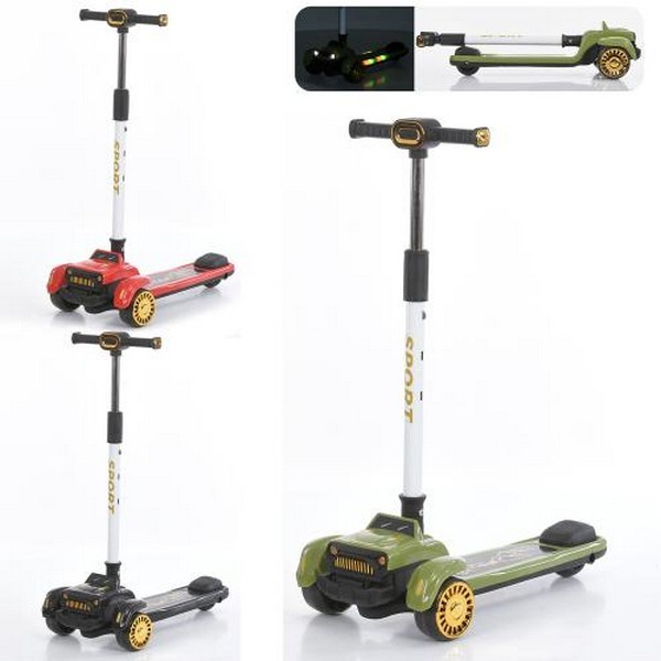 Самокат JR3-146 (6шт) метал+пластик, 3колесаПУ, 2передніх 110мм світло, задне 80мм, музика, світло, (шт.)