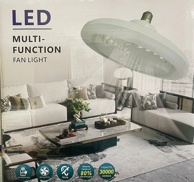 Вентилятор-люстра LED в патрон з поворотним шарніром та пультом 25*12см R100101 (30шт) (шт.)