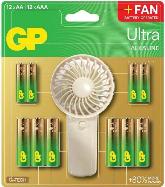 Набір: батарейки GP Ultra Alkaline AA -12шт + AAA -12шт + вентилятор (шт.)