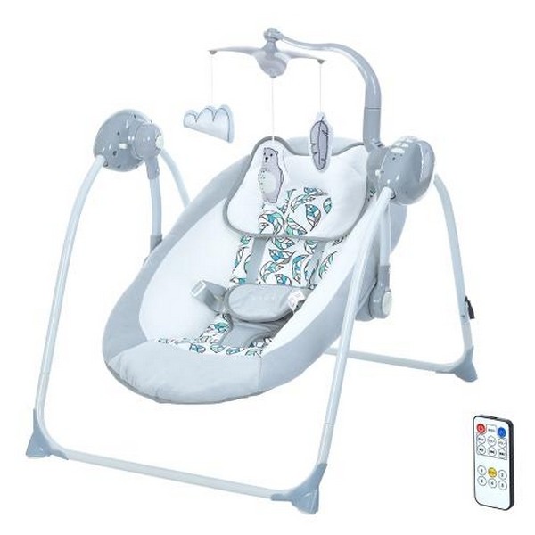 Гойдалка ME 1075 TEDDY Gray Mint Feathes (1шт) пульт,5швидк,таймер,12мелодій,2 полож.спинки,сірий,тв (шт.)