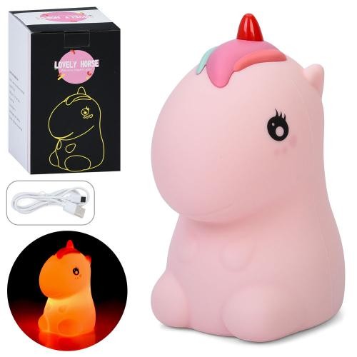 Нічник INT 0020 (40шт) єдиноріг, 18-12-10см, акум, світло (кольорове), сенсорний, USBзарядне, в кор- (шт)