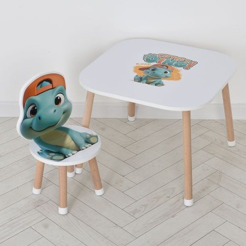 Столик M 502-5 (1шт) 1 стільчик, дерев'яний, динозаврик (шт)