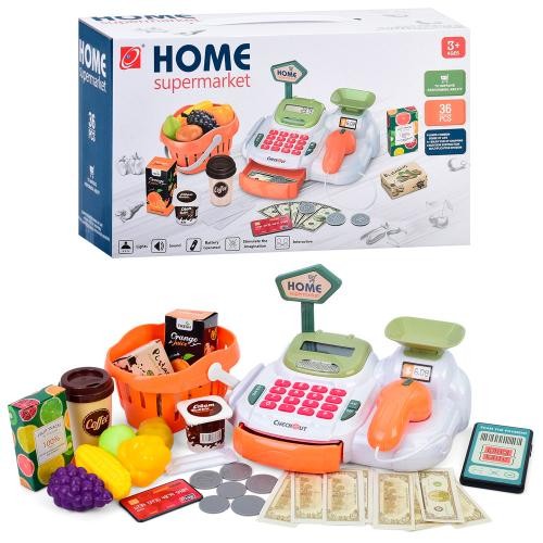 Касовий апарат 668-118 (24шт) 22-16,5-10смкалькулятор, сканер, ваги, звук, світло, корзина, продукти (шт)