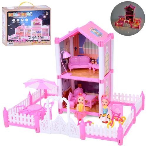 Будиночок SH99-2 (36шт) 2 поверхи, світло, меблі, лялька 2шт 10см, 88дет, бат(табл), в кор-ці, 30-25 (шт)