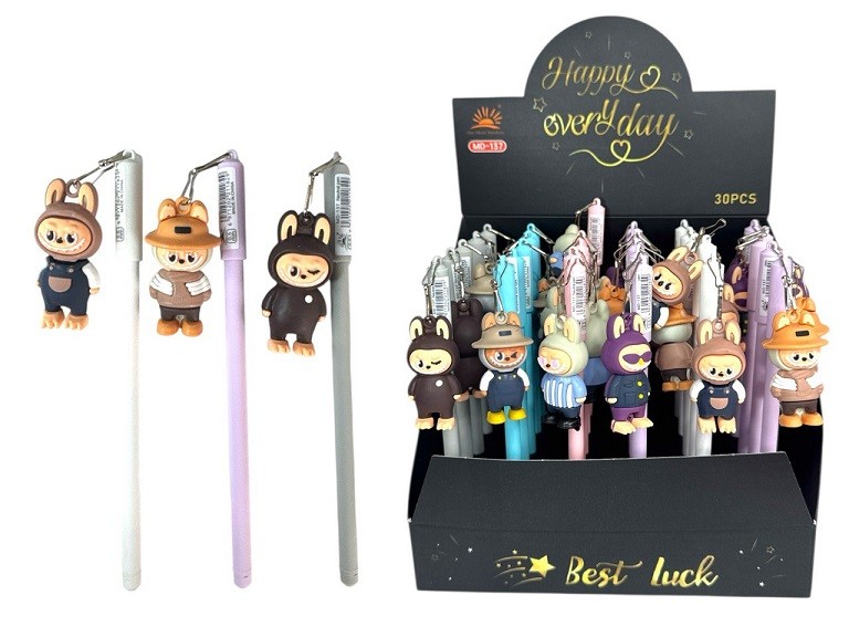 Гелева ручка з брелоком-іграшкою Лабубу,  30шт в упаковці №MD-137 (1080) (шт)