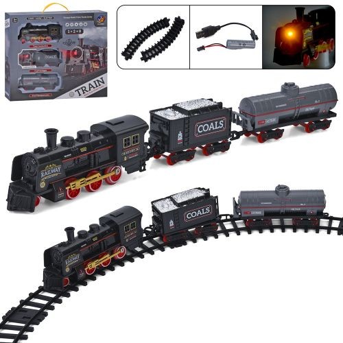 Залізниця 652-X6 (18шт) 78-78см, локомотив, вагон 2шт, звук, світло, акум, USBзарядне, в кор-ці, 37, (шт)