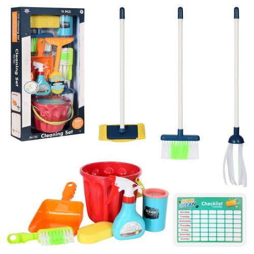 Набір для прибирання XS-19111 (12шт) відро, щітки, совок, швабра, пульвелізатор, в кор-ці, 30,5-63-1 (шт)