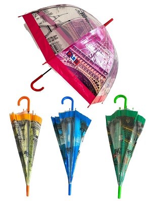 Парасолька тростина прозр. з вежею (довжина спиць 60см*8шт) №К1213 (60) (шт)