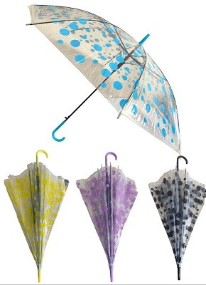 Парасолька тростина прозр. з точкою (довжина спиць 55см * 8шт) № К201(0008) (100) (шт)