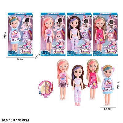 Лялька арт. 6063A-2 (60шт/2)   мікс 4 види, змінює колір волосся, аксес короб. 20*7*33 см (шт)