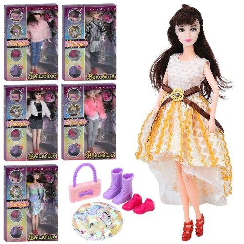 Лялька FD0465-66-67-68 (36шт) 30см, шарнірна, капелюх, взуття, сумка, 6 видів, в кор-ці, 22-32,5-6см (шт)