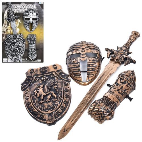 Набір амуніції 915-11BD (36шт) лицар, меч 58см, щит, маска, нарукавник, 2 кольори, на листі, 39-58-5 (шт)