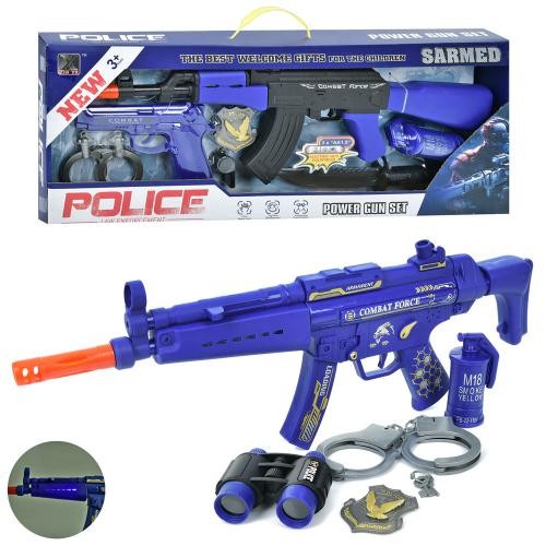 Набір зі зброєю JC052-58 (18шт) поліцейський, автомат, звук, світло, ніж, наручники, жетон, 2види(бі (шт)