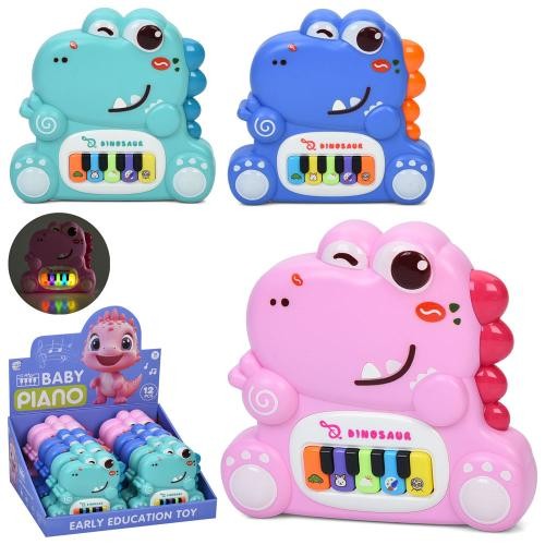 Піаніно 189-1A2 (72шт) динозавр, 14-15-3,5см, музика, звук, світло, на бат-ці, 12шт(3кольори) в дисп (шт)