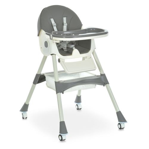 Стільчик M 6302 Gray (1шт) для годування, складний, 5-ти точ.рем., екошкіра, регул.підніжка, сірий (шт)