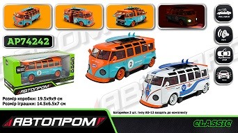 Машина мет. АВТОПРОМ арт. AP74242 (24шт/2) 1:32 Volkswagen t1 bus, батар,світло,звук,2 кольори відкр (шт)