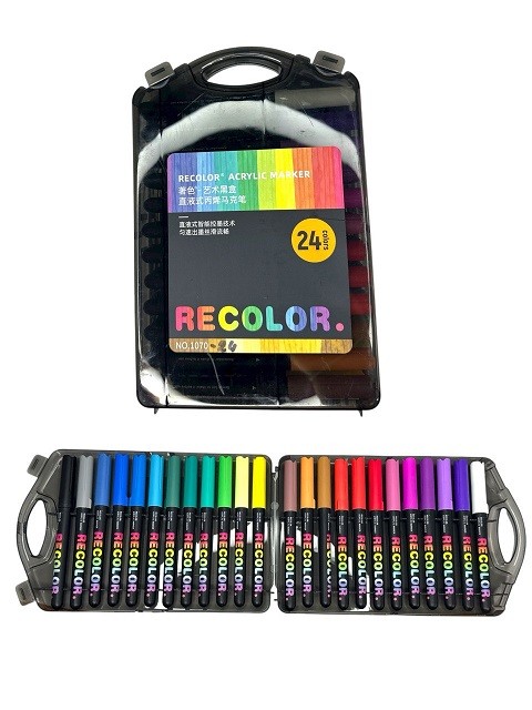 Акрилові фломастери в прозр. кор. в 24кол. на водній основі (3,3*22,5*14,5)см №1070-24 (56) (шт)