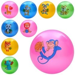 М'яч дитячий MS 4849 (120шт) 9 дюймів, тварина, 57-60г, мікс видів/мікс кольорів (шт)