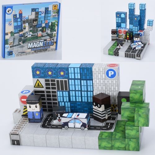 Конструктор 2032-2034 (9шт) магнітний, поліція, куб 2см, 2 види (100дет, 110дет), в кор-ці, 24-21-2, (шт)