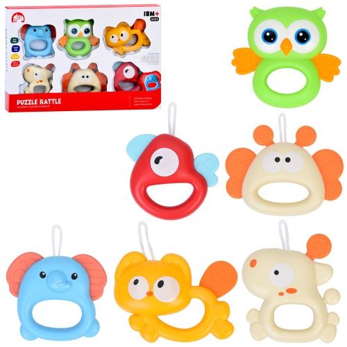 Брязкальце 1688-94 (36шт) набір 6шт, від 7,5см, прорізувач, текстурні деталі, петелька, в кор-ці, 32 (шт)