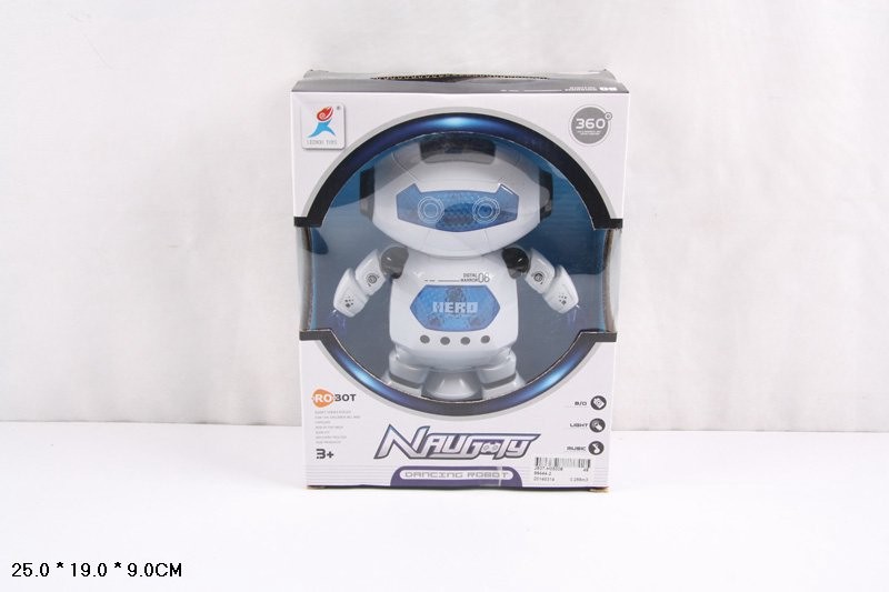 Робот 99444-2 (30шт) 21см, муз, свет, ездит, поворот 360поворот, на бат-ке, в кор-ке, 14-21,5-8,5см (шт)