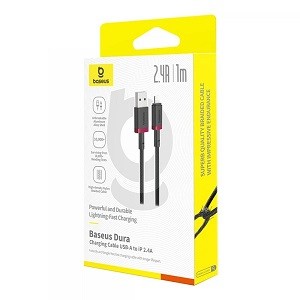 Кабель Baseus Dura Series  USB-A - Lightning 2.4a 1м cable Black/Red (P10377801U01-01) (шт)