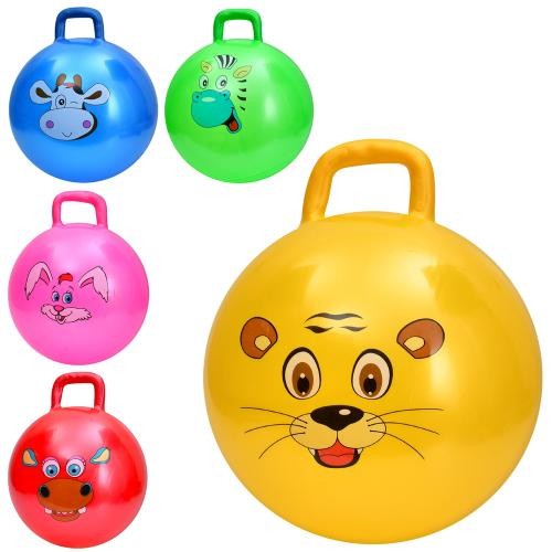 М'яч для фітнесу MS 4301 (40шт) 45см, 350г, з ручкою, мікс видів(тварина)/5 кольорів, у пакеті, 17-1 (шт)