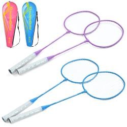 Бадмінтон залізний MS 4598 (18шт) ракетки 2шт, 65,5см, метал, 2 кольори, у чохлі, 22,5-68-3см (шт)