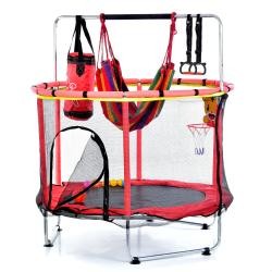 Батут MS 4291-R (1шт) червоний д.140, висота 110см/160см, пружини 36шт, баскет. кільце, гамак, груша (шт)