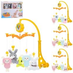 Карусель на кроватку XQT732-3-4-5 (12шт) мобіль на ліжко, заводна, музика, підвіски 5шт (плюш), 4 ви (шт)