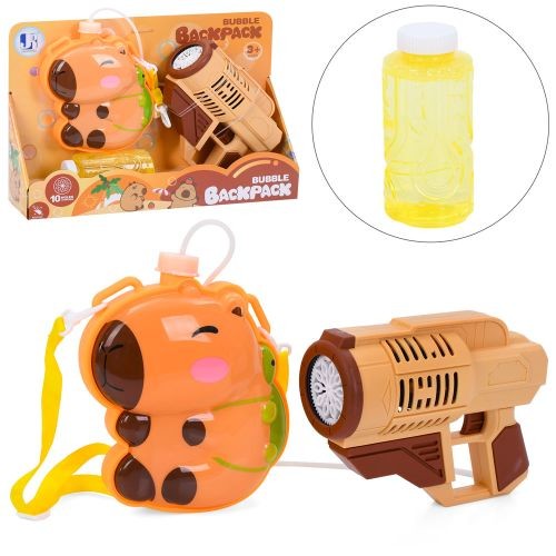 Мильні бульбашки P82468 (18шт) пістолет 17см з балоном на плечі(капібара, 14-17,5-6,5см), запаска 10 (шт)