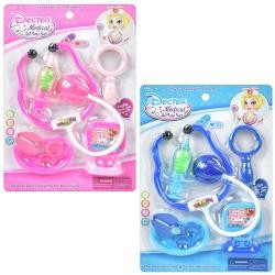Набір лікаря 3A-366 (120шт) 6 предметів, стетоскоп, ножиці, шприц, лупа, 2 кольори, на листі, 20-29- (шт)