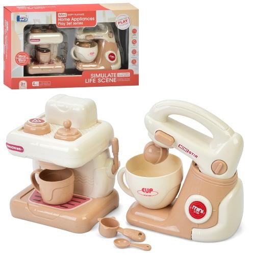 Набір побутової техніки E02 (48шт) кавоварка 11см, міксер 12см-обертається венчик(механіч), в кор-ці (шт)