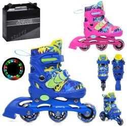 Ролики A4160-XS (6шт) розсувні, шнурівка+бакля, алюм.рама, 3 колеса ПВХ 61мм, 1світло, устілка 15см (шт)