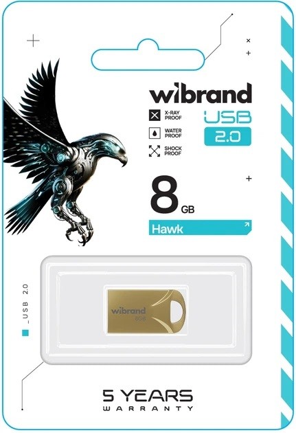 Флеш-накопичувач Flash Wibrand USB 2.0 Hawk 8Gb Gold (WI2.0/HA8M1G) (шт)