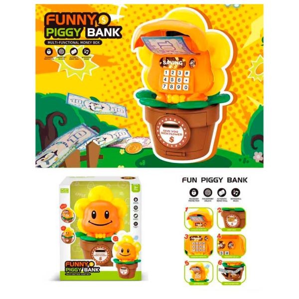 Банківський термінал 1111-149 (9шт) квітка у горщику, 26-18-16см, скарбничка, сейф з кодом, відбиток (шт)