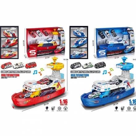 Набір з транспортом JS160-60A (12шт) 1:16, катер 29см (інерція), звук, світло, машинка 7,5см 3шт(мет (шт)