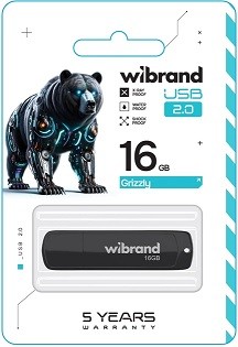 Флеш-накопичувач Flash Wibrand USB 2.0 Grizzly 16Gb Black (WI2.0/GR16P3B) (шт)